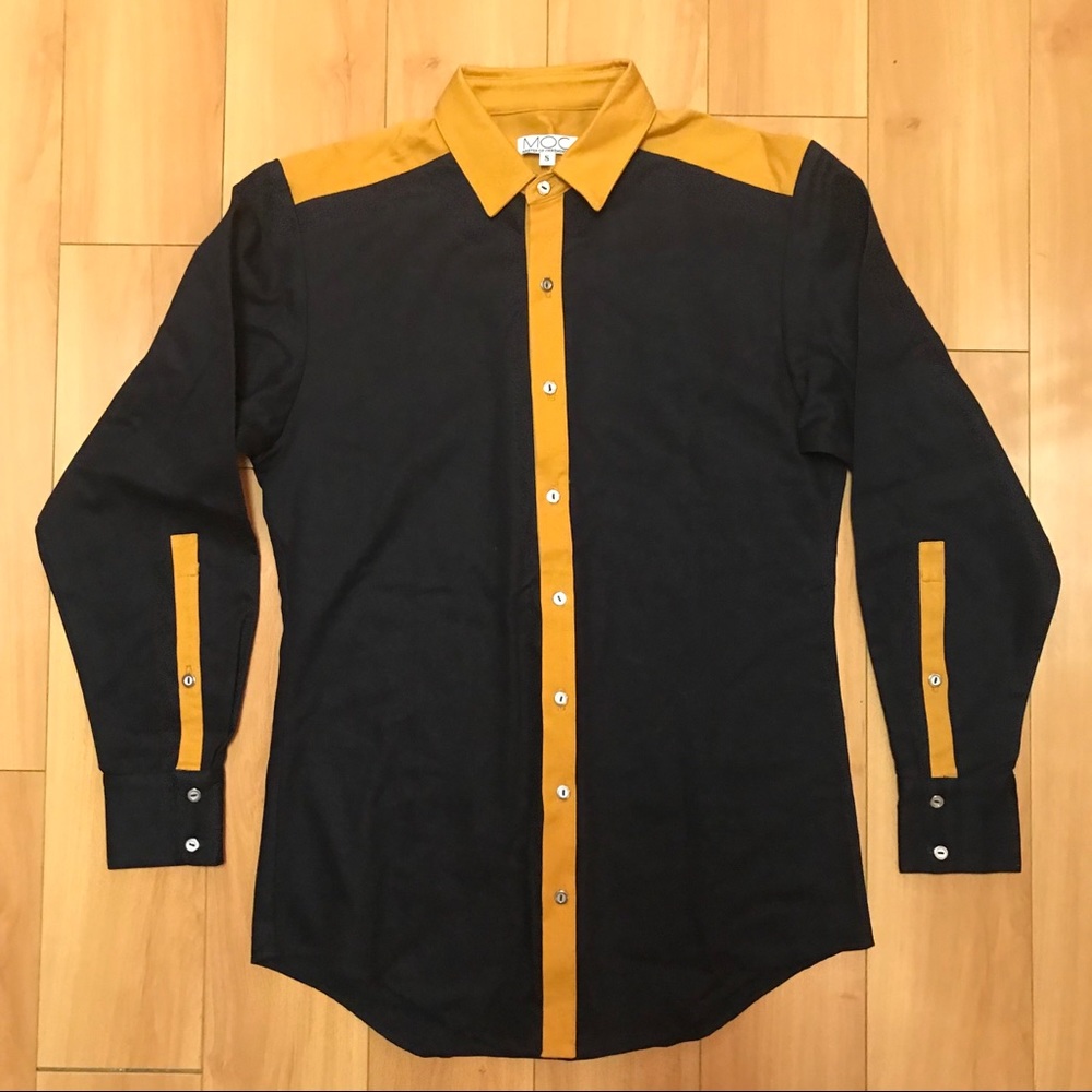 NWOT Black & Orange Fashion Long-Sleeve Button Up